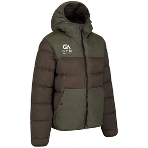 GYM Active Men's High Quality Brown Breathable Windproof <b>Waterproof</b> Wool Lined <b>Puffer</b> Zipper Front Logo Casual Winter <b>Jacket</b> - Product Image 1