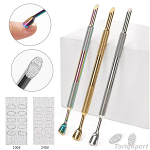Meilleures ventes Xuchuang TX--124, pousse-cuticules double tête en acier inoxydable, 3 couleurs, réutilisable, durable, accessoires pour salon de manucure - Product Image 2