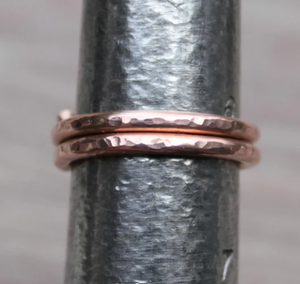 Copper <b>Magnetic</b> Energy <b>Ring</b> Unisex Finger Band Therapy <b>Ring</b> Hammered Double Wrap Design Joint Pain Relief Bio Magnet Jewelry - Product Image 2