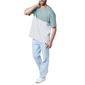 T-shirt personnalisé avec logo, col épais, épaules tombantes, style streetwear, coupe ample, t-shirt surdimensionné en coton - Product Image 3