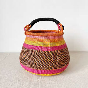 Eco Friendly Handmade <b>Seagrass</b> Bolga <b>Basket</b> Circle Market Bag Lightweight Multifunction Design Customizable Color Classic/Modern - Product Image 4