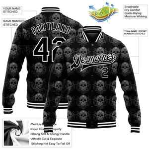 Men's <b>Gothic</b> Skull Print Varsity <b>Jacket</b> Custom Name Number Sublimation Digital Printing Autumn Wear Regular Fit Turn-down Collar - Product Image 5