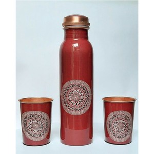 Pure Copper Water <b>Bottle</b> Hammered Leakproof Ayurvedic Health Benefits Sports Gym Yoga Copper Vessel Flask Jointless Water Jug - Product Image 4