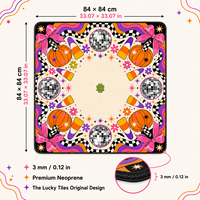 Alas Mahjong Amerika 33 Inci 3mm Neoprene Ramah Lingkungan Desain Retro Halloween Disko Original untuk Pesta Rumah, Permainan Poker, Hadiah Malam Hari