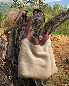 Sac fourre-tout en cuir et toile à fermeture ouverte, broderie, imperméable, sac à bandoulière, sac de voyage, sac de travail, sac de shopping, grande capacité LCTB-0072 - Product Image 4