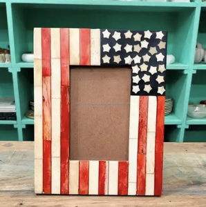 Marco de fotos con incrustaciones de madera y hueso de estilo antiguo para decoración del hogar vintage y pantallas de imágenes familiares contemporáneas - Product Image 2