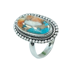 Anillo de Plata de Ley 925 con Gema de Turquesa de Ostra Espinosa Naranja de Alta Calidad, Diseño Hecho a Mano, Anillo de Promesa, Joyería Boho, Regalo - Product Image 1