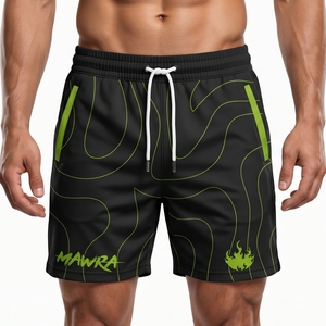 Pantalones Cortos de MMA MAWRA para Hombre, Negros y Verdes con Estampado Abstracto, Diseño de Logotipo Personalizado Sublimado, Pantalones Cortos de MMA Unisex - Product Image 1