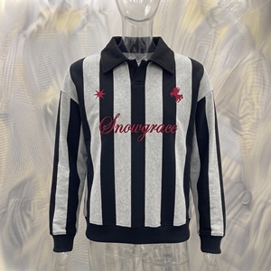 Camiseta de Rugby a Rayas Snowgrace, Manga Corta, Logotipo Bordado, Cuello en V, Corte Holgado, Transpirable, Ropa Unisex para Primavera/Verano - Product Image 3