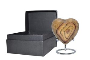 Modern <b>Wooden</b> <b>Heart</b> Keepsake Funeral Cremation Urn Memorial Ash Container Featuring Stylish Decorative Exterior Design - Product Image 6