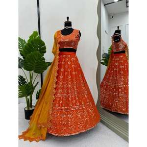 Salwar Kameez moderne en tissu réversible Chinon, broderie de fil avec sequins de 9 mm, taille jusqu'à 44, toutes saisons, pour mariage - Product Image 1