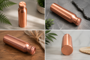 Bouteille d'eau en cuivre pur de qualité supérieure, conçue pour l'hydratation quotidienne et le bien-être. Conçu avec une finition élégante et polie, et durable. - Product Image 6