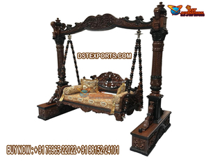 Columpio brillante tallado de madera con estilo para el hogar Columpio de madera de aspecto moderno para interiores para sala de estar Columpio brillante tallado a mano moderno UK - Product Image 6