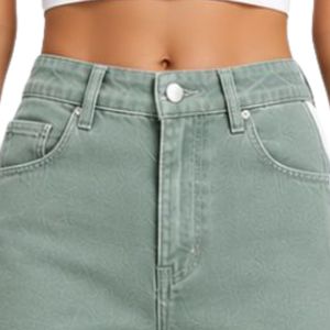 Sage Green <b>Women</b> Wide Leg <b>Jeans</b> High Waist Loose Fit Denim Pants Casual Streetwear Fashion Trousers Trendy Baggy Style Apparel - Product Image 5