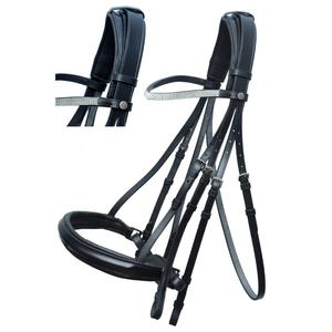 Bridon de cheval en cuir véritable de qualité supérieure, avec nezier rembourré et fronture décorative, durable et confortable pour l'entraînement au bridon anglais - Product Image 1