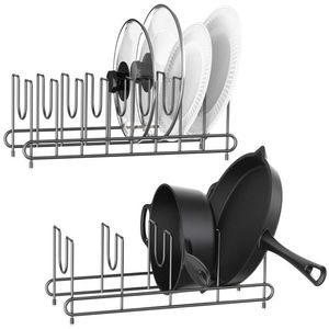 Organisateur de casseroles et poêles en métal avec séparateurs en forme de U, support de couvercles gain de place pour la cuisine, au prix le plus bas - Product Image 6