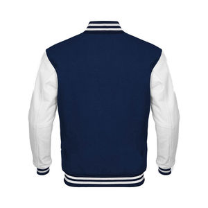 Chaquetas Universitarias Personalizadas de Poliéster y Algodón Blanco con Mangas Negras y Letras de Béisbol para Hombre, Talla Grande, Otoño - Product Image 6