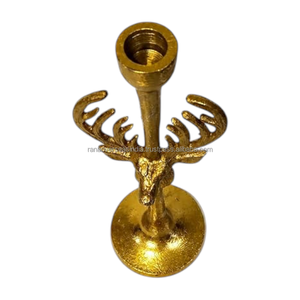Support de bougie en aluminium doré fait main, écologique, en forme de bois de cerf, centre de table décoratif pour la maison, les mariages, les fêtes et les événements - Product Image 1