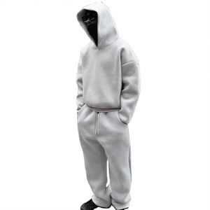 Ensemble survêtement homme de haute qualité, comprenant un sweat à capuche et un pantalon de survêtement court, en molleton de coton épais 600 g/m², style streetwear uni - Product Image 5