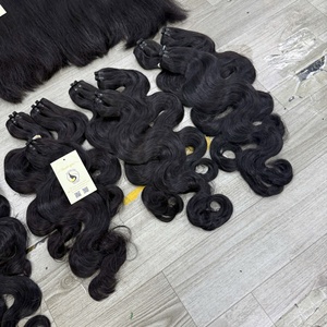 Extensions de Cheveux Humains Naturels de Haute Qualité, Lisses et Ondulés, Noirs Naturels, en Paquets Bruts - Product Image 2