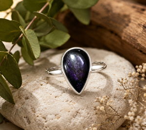 Natural Purpurite Gemstone Oval Cut Bezel Set Rhodium Plated Solid 925 Sterling Silver Handmade Women's Gift <b>Ring</b> - Product Image 6