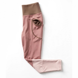 Amkoor High Waist Solid Knitted <b>Polyester</b> <b>Leggings</b> Pockets Stretch Breathable Quick Dry Eco-Friendly Full Length Sporty Women's - Product Image 5