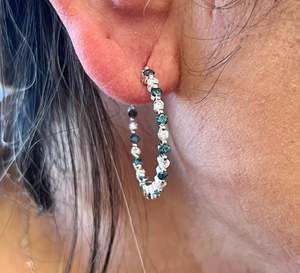 Boucles d'oreilles créoles de luxe en argent sterling 925 plaqué or 18 carats avec diamants taille brillant, style vintage, pour femme, idéales pour les fêtes et les anniversaires - Product Image 3