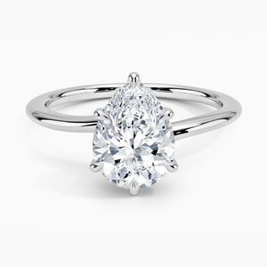 Anillo BOJ 0154 con Corte Pera, Plata 925, Engaste de Puntas, Anillo Solitario con Diamante de 2ct, Color D, VVS1, Moissanita GRA, Precio Bajo - Product Image 1