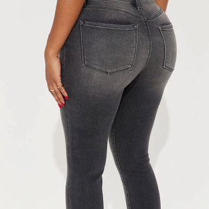 Wholesale Custom Women <b>Stretch</b> High Waist <b>Denim</b> Pants Top Quality Customized Design Printed Women <b>Denim</b> Pants In Low Moq - Product Image 3