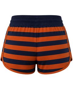 Short de sport rayé bleu marine et orange pour femme, séchage rapide, respirant, pour la gym, le fitness, décontracté, été, taille élastique, vêtements de sport - Product Image 2