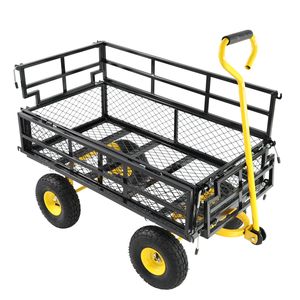Yellow & Black Wagon Cart Garden Cart Trucks for Hand Carts & Trolleys for Easy Firewood <b>Transport</b> - Product Image 3