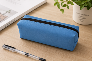 Estuche para Lápices de Lona Azul Mediano con Cierre de Cremallera, Estilo Minimalista, Bolsa Organizadora de Material Escolar - Product Image 5