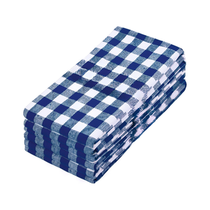 Serviettes de cuisine rectangulaires en coton 100% filé à anneaux, motif à carreaux, bleu et blanc, lavables en machine, design golf, certifiées ISO 9001 JAI. - Product Image 1
