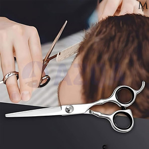 Stainless Steel 6.8-Inch Professional Right-Handed Hairdressing Scissors with Finger Rest Adjustable Screw Rubber Finger <b>Rings</b> - Product Image 3