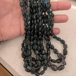 Cuentas Ovaladas Lisas de Turmalina Verde Natural de 4x7mm, Hilo de 16 Pulgadas, Gemas AAA para Fabricación de Joyería - Product Image 1