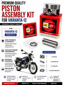 Kit d'assemblage de piston pour Bajaj V12 Vikrant 52,00 mm, segment de piston OEM, revêtement au molybdène, alliage premium, kit de réparation de moteur de moto - Product Image 3