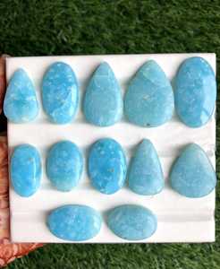 Natural Light Blue Hemimorphite Loose Gemstone Cabochon Pear Shape for Jewelry Making Made By MAHNAJ GEMS , JAIPUR RAJASTHAN . - Product Image 5
