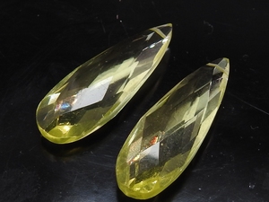 Cuentas de cuarzo amarillo limón hechas a mano, facetadas en forma de lágrima, de 30x10 mm, con orificio de 0.50 mm para la fabricación de joyería DIY. - Product Image 1