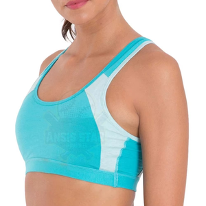 Women's Seamed Scoop Neck <b>Racerback</b> Sports <b>Bra</b> with Removable Pads Medium Support Solid Color Breathable & Quick Dry for Yoga - Product Image 4