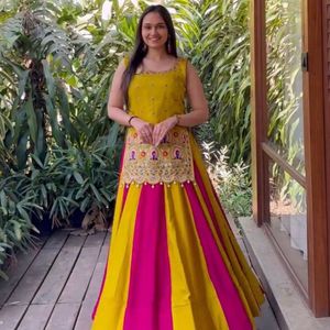 Premium Navratri Vichitra Silk Lehenga Choli With Heavy Embroidered <b>Shrug</b> Designer Garaba Wear Manufacturer By Royal Exports - Product Image 1