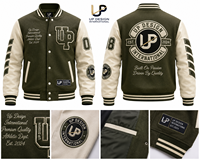 Veste de baseball en laine pour homme sur mesure, manches en cuir PU, lettres brodées, style universitaire de haute qualité, hiver, OEM ODM