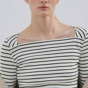 Vêtements pour femmes de haute qualité, tissu 100% coton, coupe droite, col bateau, manches longues, style décontracté, coupe tendance. - Product Image 2
