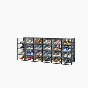 24-Piece Black Shoe <b>Storage</b> <b>Box</b> Set <b>Small</b> 33x23x14cm Plastic Mesh and Stackable Design - Product Image 3