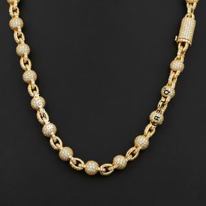 Trendy 925 Sterling Silver Moissanite Diamond 8 MM Link Chain Necklace with VVS Clarity Platinum and Gold Accent for Women <b>Men</b> - Product Image 6