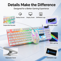 Ensemble clavier et souris ergonomique ultra-fin avec rétroéclairage RGB filaire USB OEM, touches flottantes, noir et blanc, pour le jeu