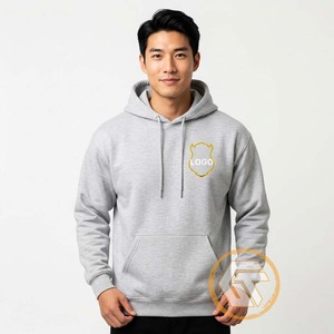 Sudadera con Capucha Gris para Hombre, 100% Algodón, Logotipo Bordado Iota |   Ropa de otoño informal con bolsillo frontal Phi - Product Image 1