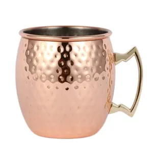 高品质100% 纯铜热卖经典定制品牌标志莫斯科骡子桶锤水杯
