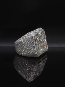 Bague Moissanite Double Huit en Argent Luxe, Sertie de Pierres Taille Baguette, Bijou Statement pour Homme, Style Hip Hop, Cadeau Tendance - Product Image 4