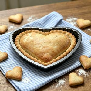 Moule à tarte en forme de cœur de 22 cm, fond amovible avec revêtement antiadhésif pour la cuisson de tartes, de quiches et de pizzas - Product Image 1