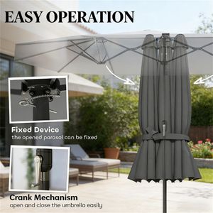 Parasol de jardin solaire gris pour terrasse et cour - Durable et résistant aux intempéries - Product Image 4